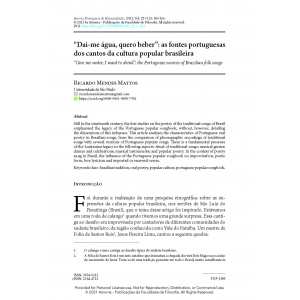 &lsquo;Dai-me &aacute;gua, quero beber&rsquo;: as fontes portuguesas dos cantos da cultura popular brasileira