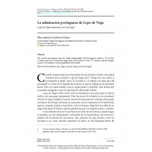 La admiraci&oacute;n portuguesa de Lope de Vega