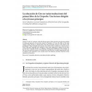 La educaci&oacute;n de Ciro en varias traducciones del primer libro de la Ciropedia. Una lectura dirigida a los j&oacute;venes pr&iacute;ncipes