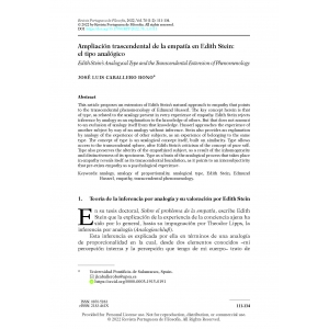 Ampliaci&oacute;n trascendental de la empat&iacute;a en Edith Stein: el tipo anal&oacute;gico
