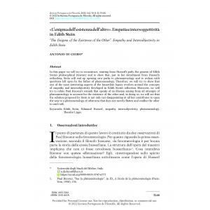 &laquo;L&rsquo;enigma dell&rsquo;esistenza dell&rsquo;altro&raquo;. Empatia e intersoggettivit&agrave; in Edith Stein