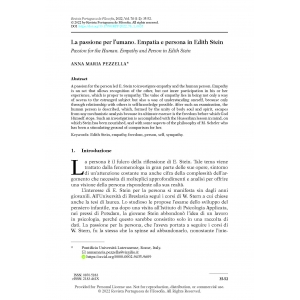 La passione per l&rsquo;umano. Empatia e persona in Edith Stein