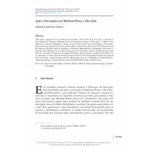 A&ccedil;&atilde;o e Percep&ccedil;&atilde;o em Merleau-Ponty e Alva No&euml;
