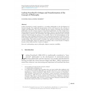 Ludwig Feuerbach&rsquo;s Critique and Transformation of the Concept of Philosophy
