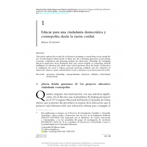 Educar para una ciudadan&iacute;a democr&aacute;tica y cosmopolita desde la raz&oacute;n cordial