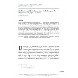 Ein Macht- und Methodenstreit um die Philosophie: Der Plagiatsvorwurf gegen I.H. Fichte