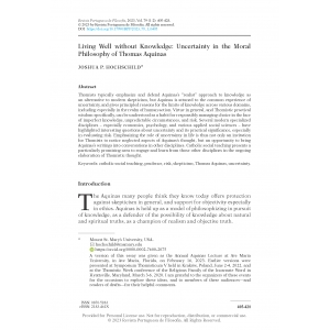 Living Well without Knowledge: Uncertainty in the Moral Philosophy of Thomas Aquinas