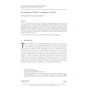 The Meaning of &lsquo;Motus&rsquo; in Aquinas&rsquo; First Way