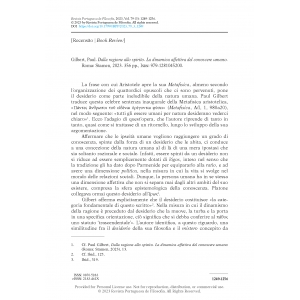 Book Review - Gilbert, Paul. Dalla ragione allo spirito. La dinamica affettiva del conoscere umano