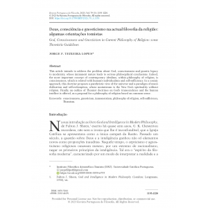 Deus, consci&ecirc;ncia e gnosticismo na actual filosofia da religi&atilde;o: algumas orienta&ccedil;&otilde;es tomistas