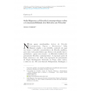 Sofia Miguens e a Filosofia Contempor&acirc;nea: sobre a Comensurabilidade dos M&eacute;todos em Filosofia