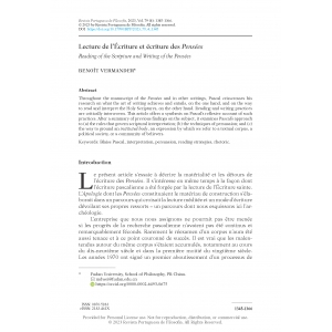Lecture de l&rsquo;&Eacute;criture et &eacute;criture des Pens&eacute;es