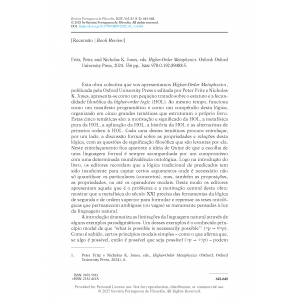Book Review - Fritz, Peter, and Nicholas K. Jones, eds. Higher-Order Metaphysics. Oxford: Oxford University Press, 2024.