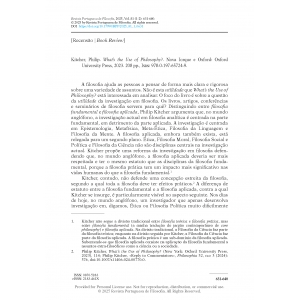 Book Review - Kitcher, Philip. What&rsquo;s the Use of Philosophy?. Nova Iorque e Oxford: Oxford University Press, 2023