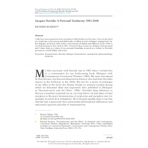 Jacques Derrida: A Personal Testimony 1981-2004