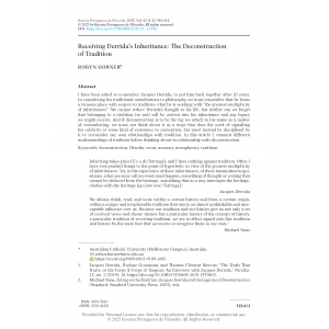 Receiving Derrida&rsquo;s Inheritance: The Deconstruction of Tradition