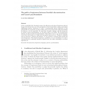 The Path to Forgiveness between Derrida&rsquo;s Deconstruction and Lacan&rsquo;s Psychoanalysis