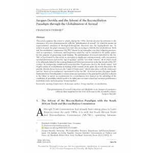 Jacques Derrida and the Advent of the Reconciliation Paradigm through the Globalization of Avowal