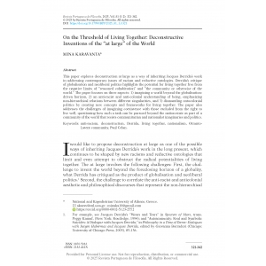 On the Threshold of Living Together: Deconstructive Inventions of the &lsquo;at Large&rsquo; of the World