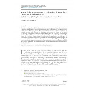 Autour de l&rsquo;enseignement de la philosophie. &Agrave; partir d&rsquo;une conf&eacute;rence de Jacques Derrida