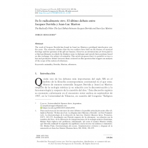 De lo radicalmente otro. El &uacute;ltimo debate entre Jacques Derrida y Jean-Luc Marion
