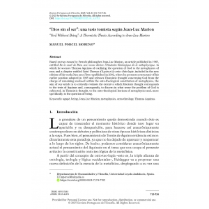&lsquo;Dios sin el ser&rsquo;: una tesis tomista seg&uacute;n Jean-Luc Marion