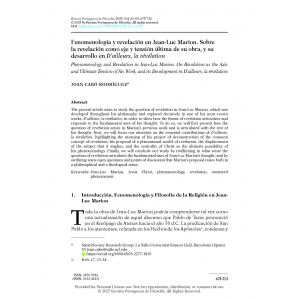 Fenomenolog&iacute;a y revelaci&oacute;n en Jean-Luc Marion