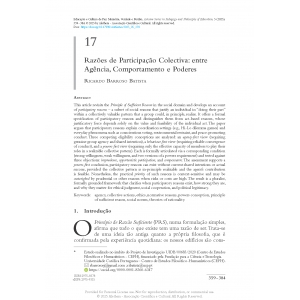 Raz&otilde;es de Participa&ccedil;&atilde;o Colectiva: entre Ag&ecirc;ncia, Comportamento e Poderes