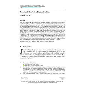 Jean Baudrillard&rsquo;s Schellingian Qualities